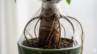 ラップで湿度を保ち気根を太くする