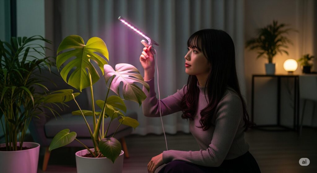 人工照明など光を確保するための工夫
