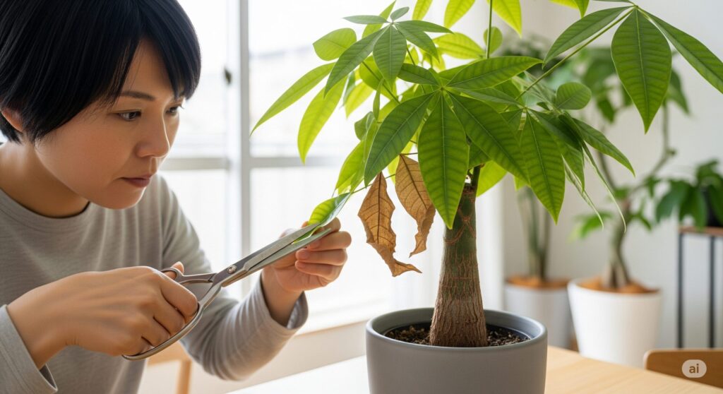 正しい枯れた葉の切り方で再生を促す