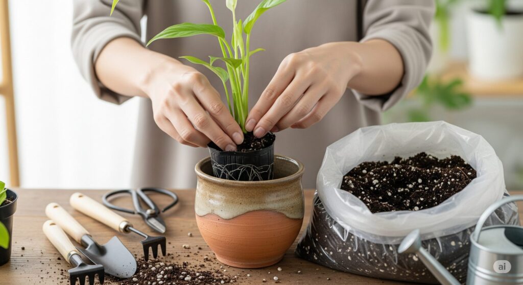 購入直後の植え替え