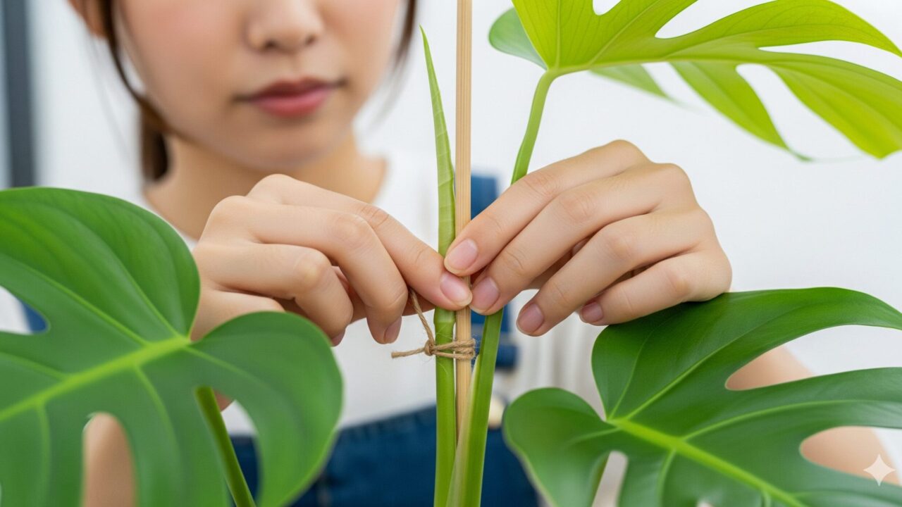 横に広がるのを防ぐ支柱の使い方