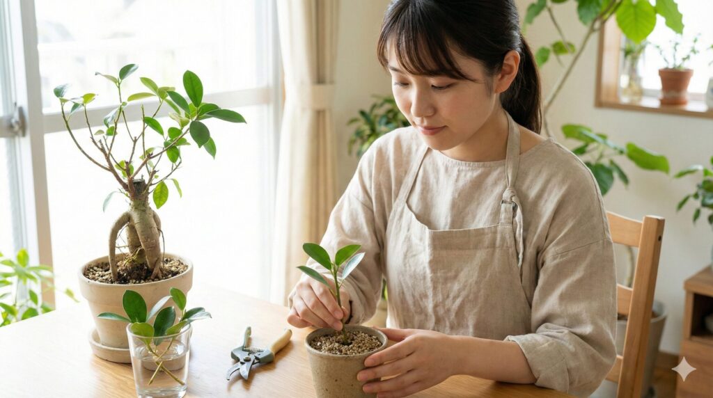 元気な枝で挿し木をして再生させる