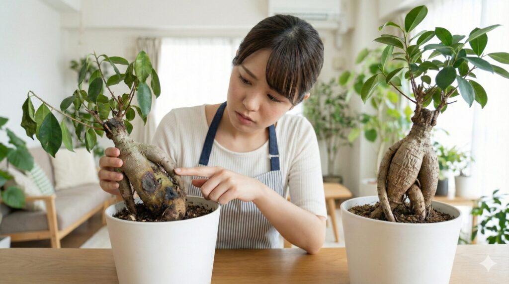 幹が柔らかい症状とシワシワの違い