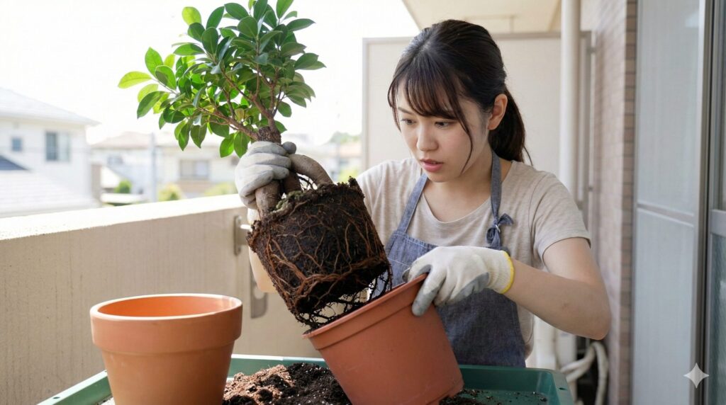 根腐れ時は緊急の植え替えを行う