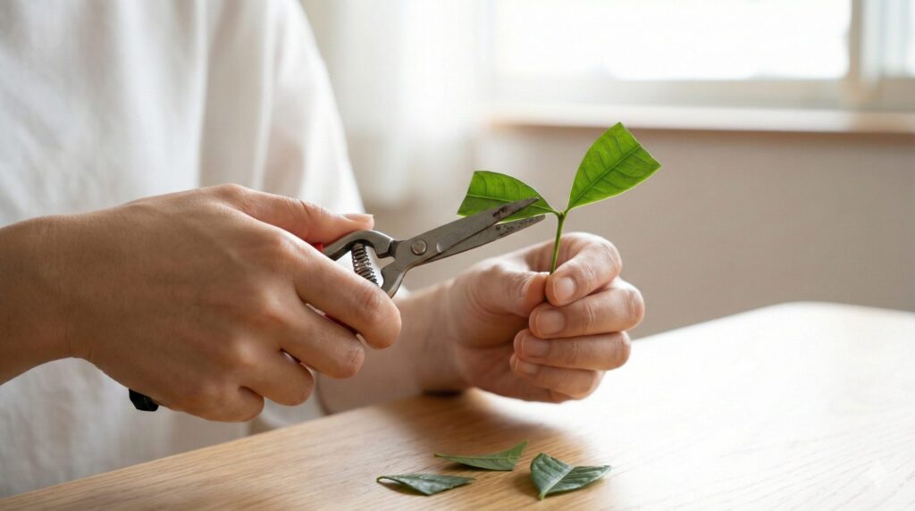 葉を剪定して蒸散を防ぐ