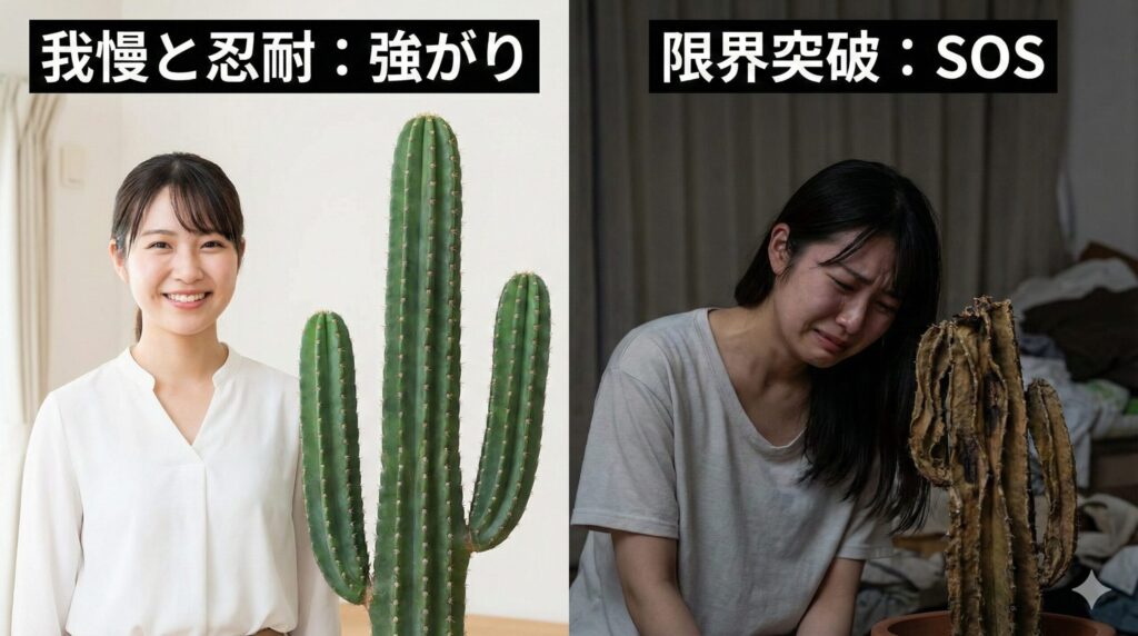 サボテンが枯れるのは我慢の限界