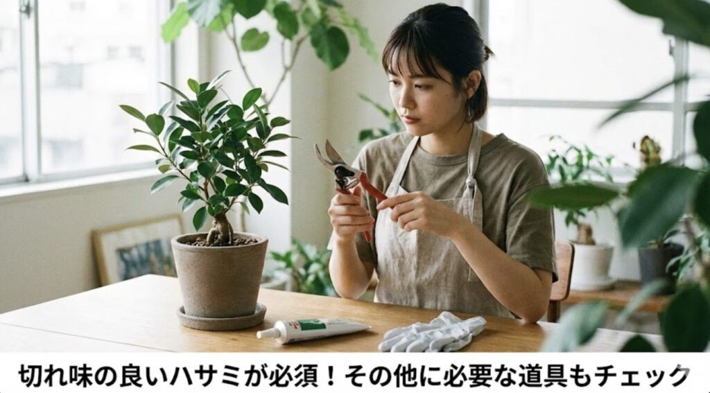 切れ味の良いハサミなど必要な道具