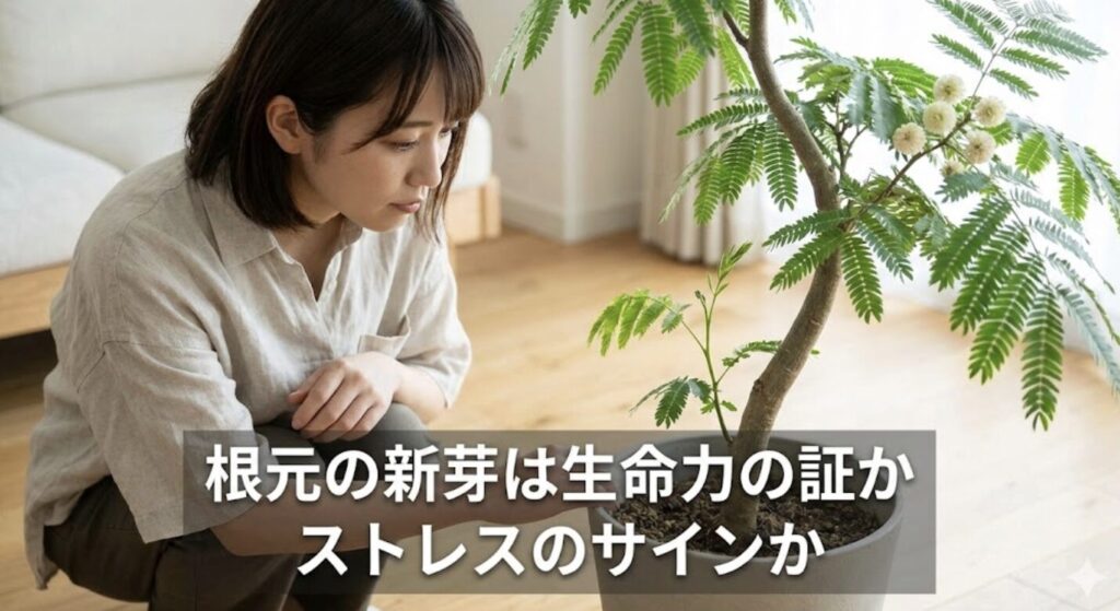 根元の新芽は生命力の証かストレスのサインか