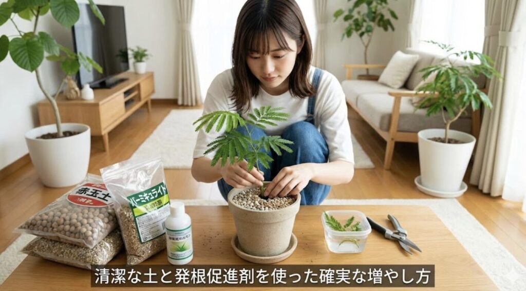 清潔な土と発根促進剤を使った確実な増やし方