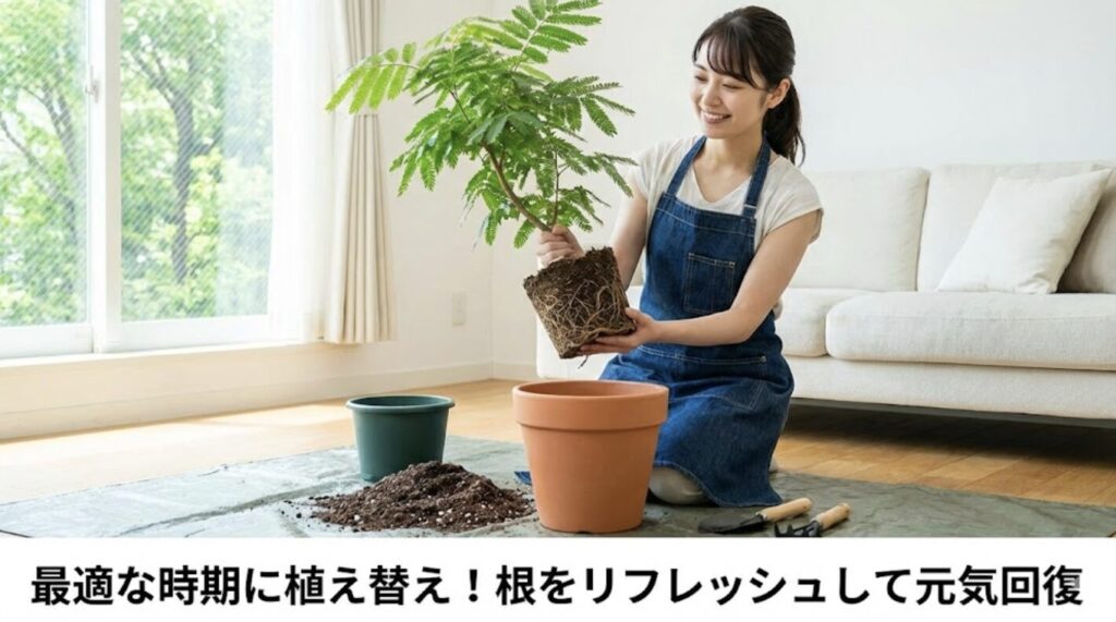 適切な時期の植え替えで根系の機能を回復させる