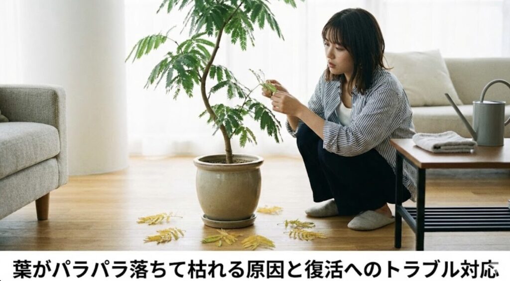 葉がパラパラ落ちて枯れる原因と復活へのトラブル対応