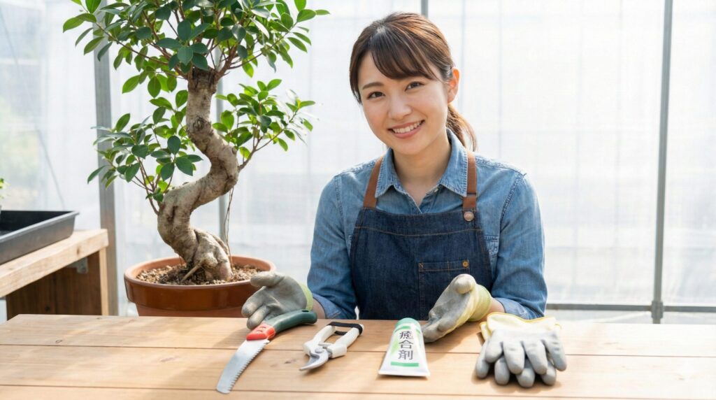 ノコギリや癒合剤など必須の道具