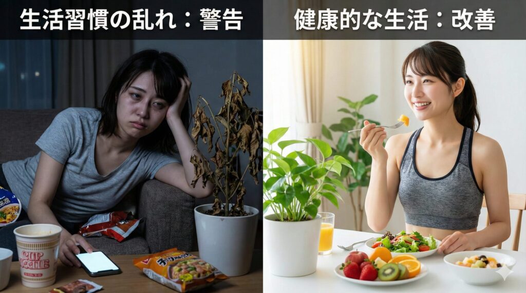 健康運の低下と生活習慣の乱れ