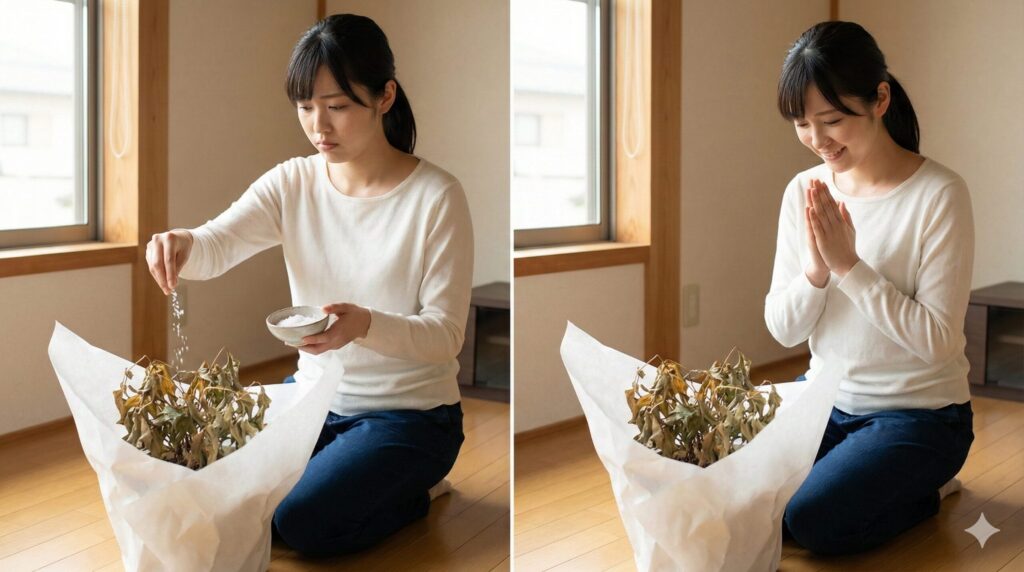 塩や感謝で清める風水的な処分方法