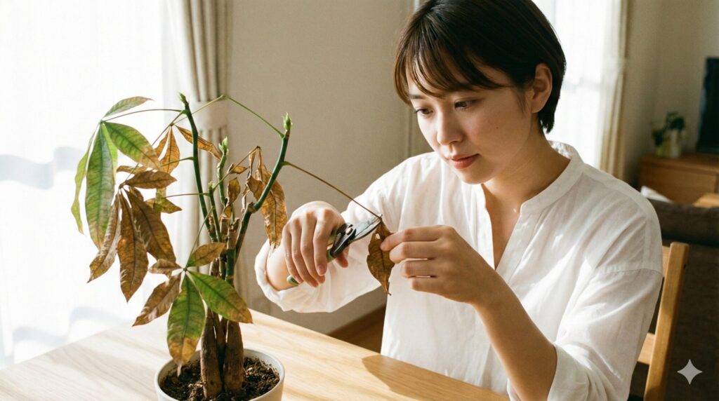 枯れかけたパキラを復活させる剪定手順