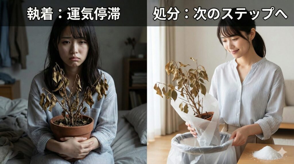 枯れた植物は復活より処分を選ぶ