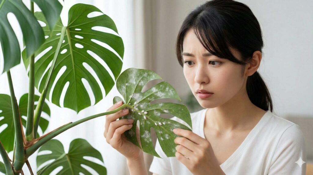 白い斑点はうどんこ病やカイガラムシを疑う