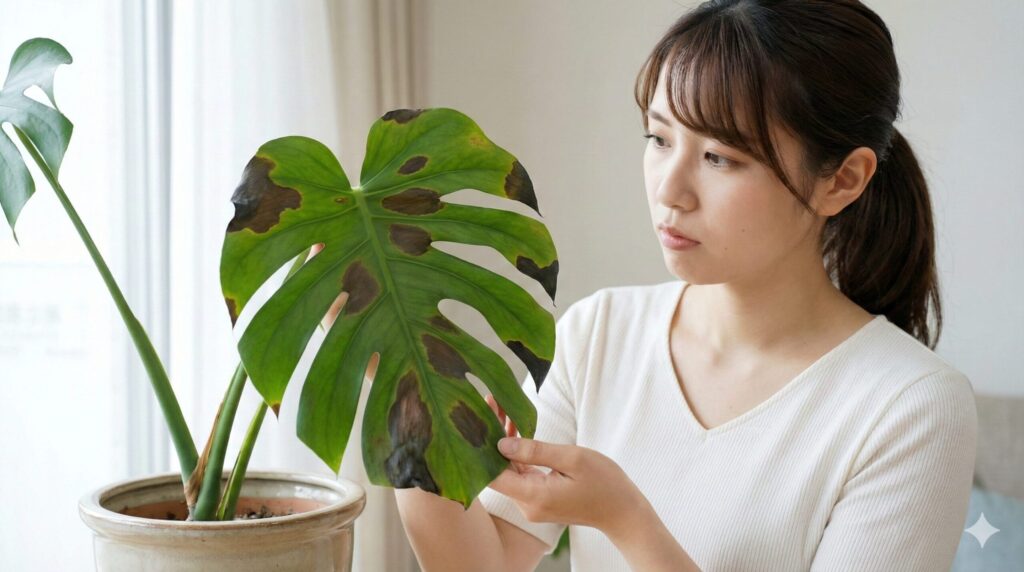 直射日光による葉焼けや寒さで葉が黒くなる