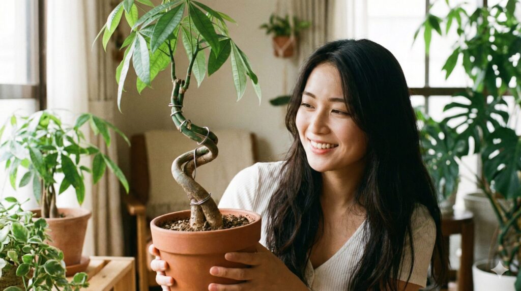 自分好みにパキラを曲げる楽しみ
