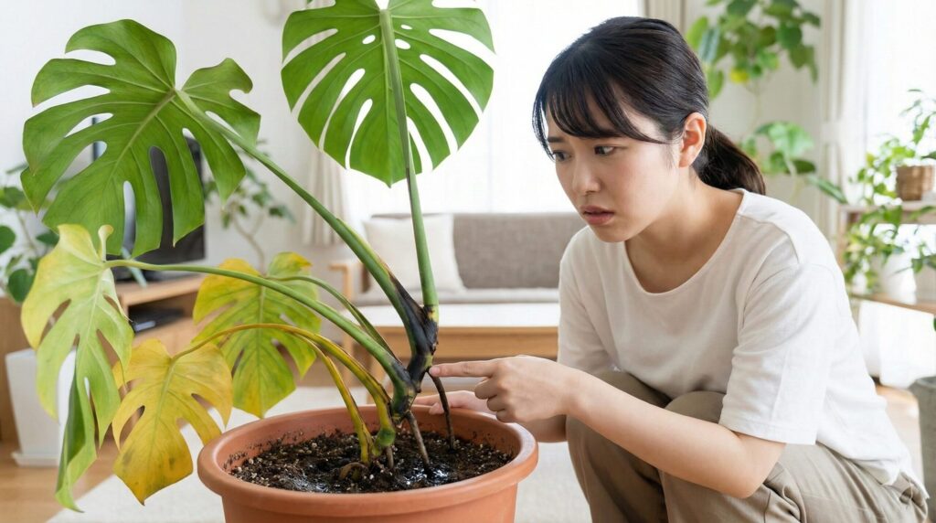 茎が黒いなら根腐れなどの深刻な原因を疑う
