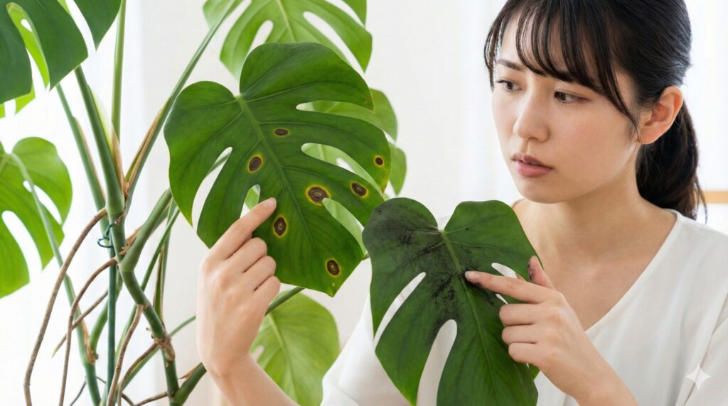 葉に黒い斑点が出る炭疽病や黒すす病の特徴