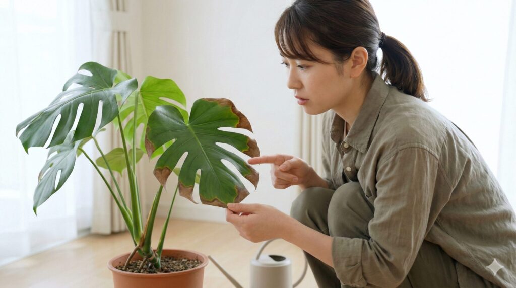 葉の縁が変色するのは根詰まりや水不足のサイン