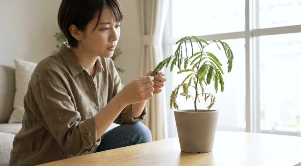 昼間も葉が閉じている時の異常な閉鎖と識別方法