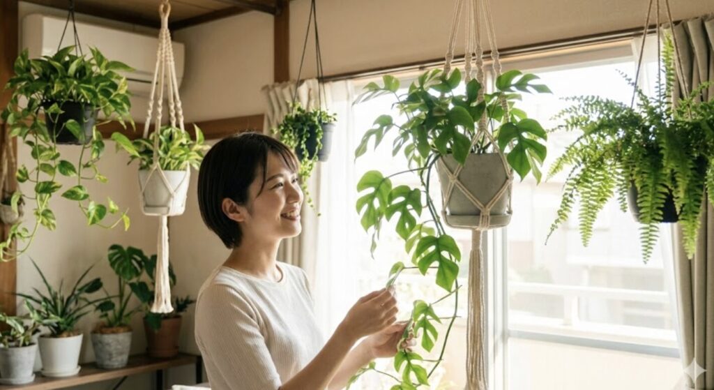 ヒメモンステラを吊るす生活で緑あふれる快適な空間へ