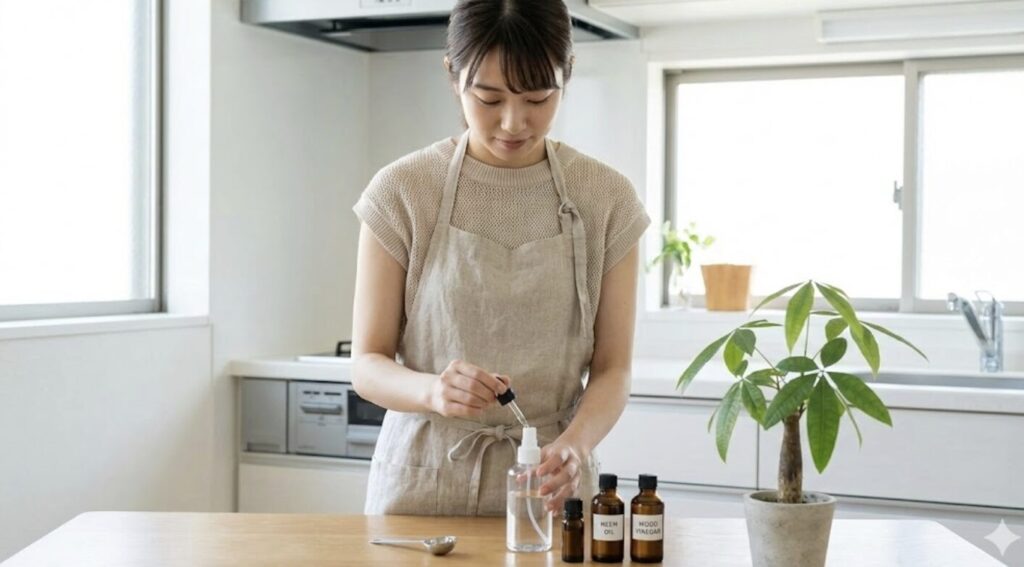 ニームや木酢液で虫除けスプレーを手作りするレシピ