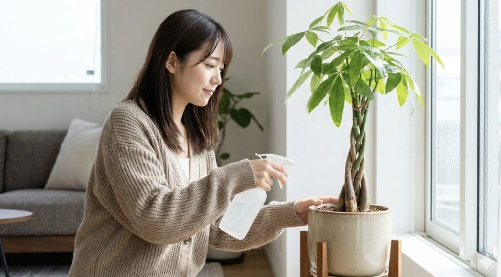 浸透移行性の薬剤で室内のパキラを害虫から守る術